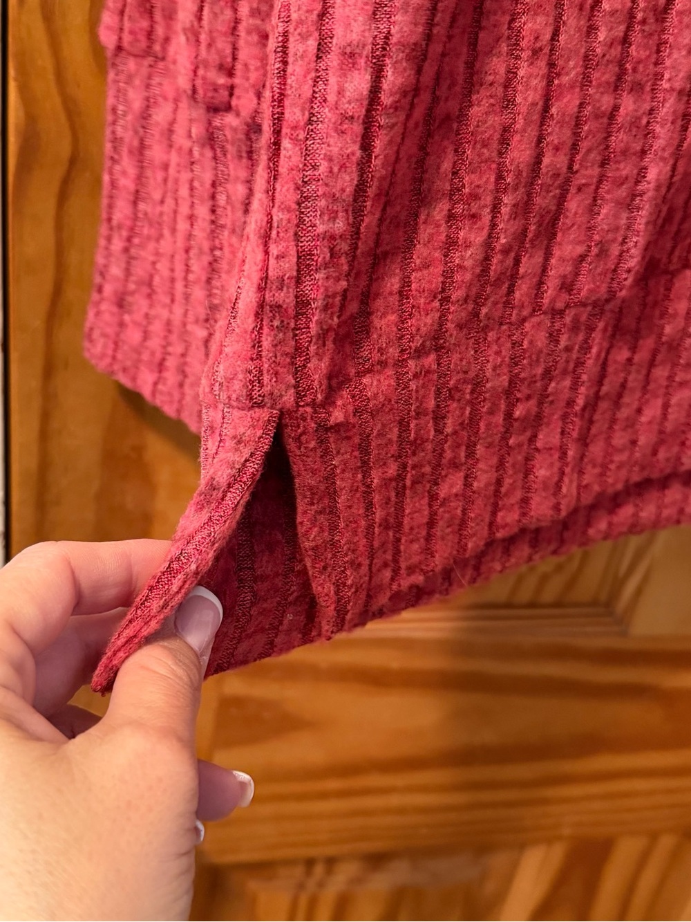 Cozy Ribbed Crewneck Sweater in Deep Raspberry - Picture 3 of 8